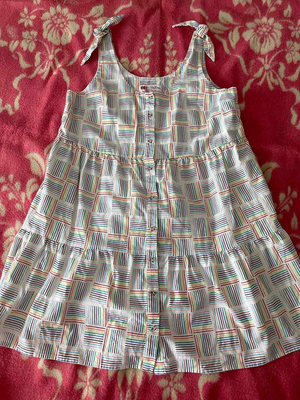 Target Sundress Rainbow clock shoulder strap SZ L cotton/linen